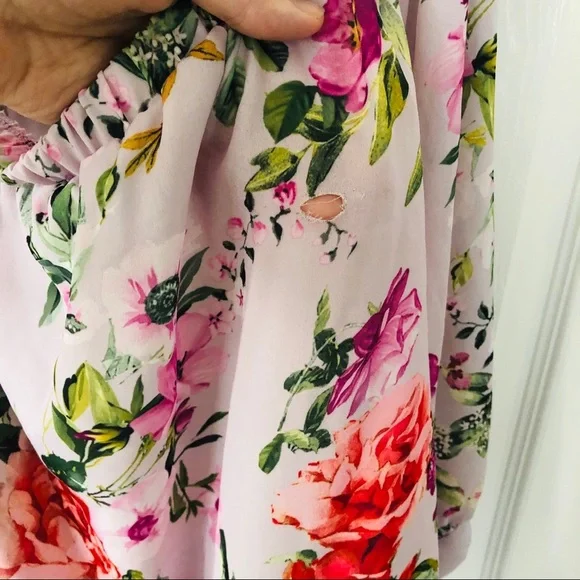 SWEET PEA purple colorful floral off the shoulder shirt Size medium - Picture 6 of 9